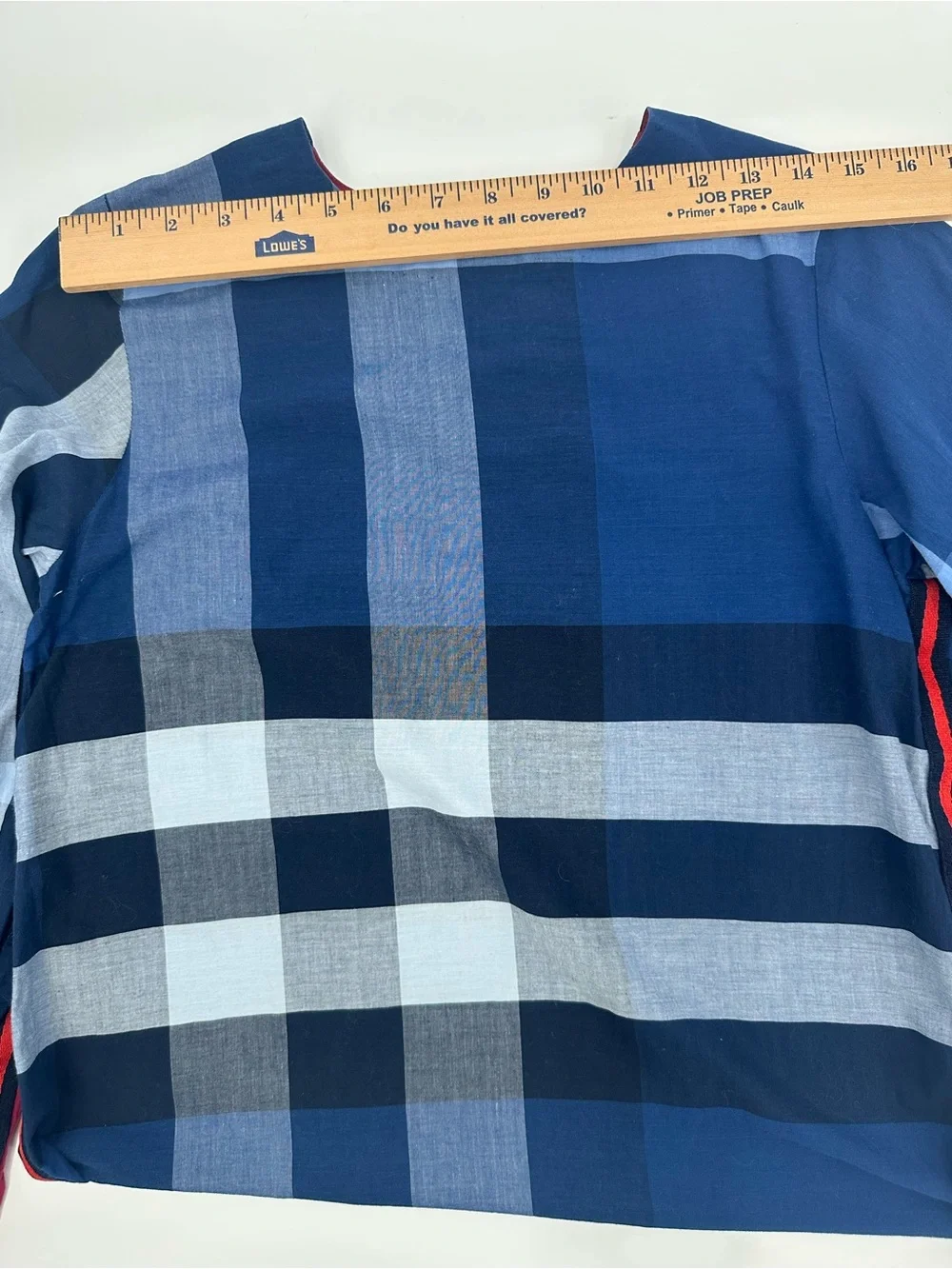 Beechtree Blue Plaid Check Tunic  10 Red Trim Long Sleeve 1184